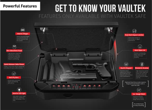 VAULTEK VTi Full-Size Biometric Bluetooth Smart Safe with Auto-Open Lid and Rechargeable Battery - Image 12