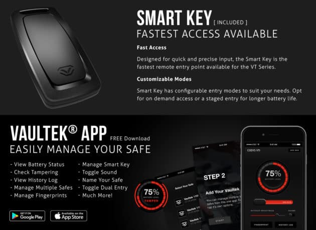 VAULTEK VTi Full-Size Biometric Bluetooth Smart Safe with Auto-Open Lid and Rechargeable Battery - Image 4