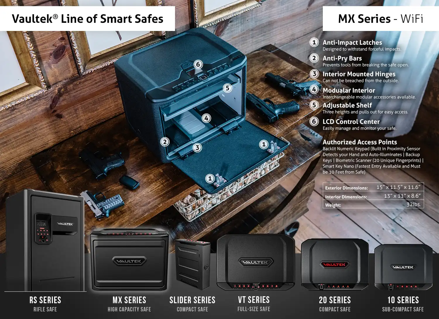 Vaultek NMXi-WiFi Large Capacity Rugged WiFi Smart Safe with Biometric Lock - Image 5